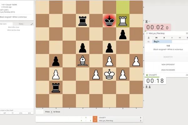 The winning game against a 3000+ rated bullet player on Lichess