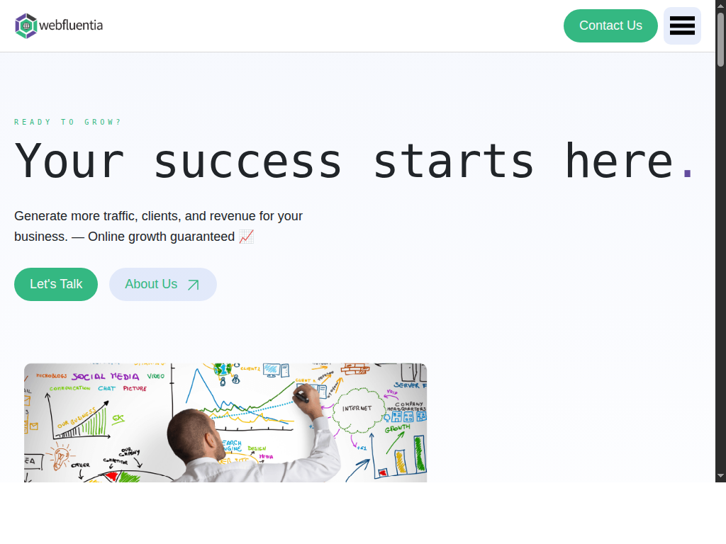 Webfluentia agency homepage