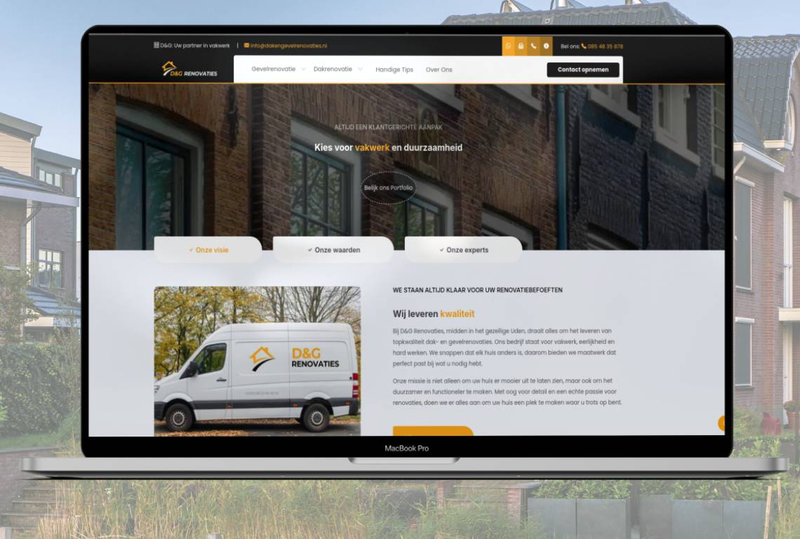 DG Renovaties lead generation website detail
